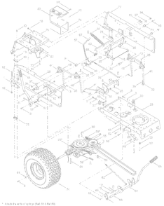 Frame, Controls, Wheels Rear Diagram and Parts List for 13AC650F700 2004 Yard Machines Lawn Tractor